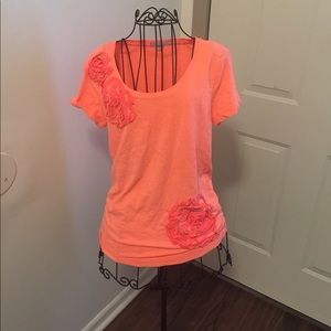 Orange Jcrew flowered T-shirt